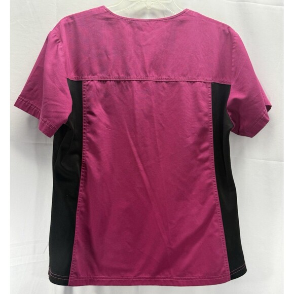 Reina Womens Fushia/Black Scrub Top Size Medium - Picture 4 of 5